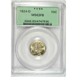 1924-D MERCURY DIME PCGS MS63 FB