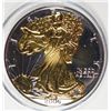 Image 1 : 2006 AMERICAN SILVER EAGLE ONE OUNCE .999 SILVER COIN WITH  GOLD ENHANCEMENTS