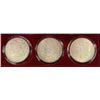 Image 1 : 1921 P,D AND S MORGAN SILVER DOLLAR SET IN  CAPSULES AND VELVET PRESENTATION BOX