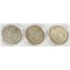 Image 3 : 1921 P,D AND S MORGAN SILVER DOLLAR SET IN  CAPSULES AND VELVET PRESENTATION BOX