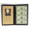 Image 2 : ( 3 ) BINDERS WITH UNCUT SHEET OF FOUR  2003 $2.00  FEDERAL RESERVE NOTES,  CU