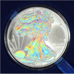 2009 AMERICAN SILVER EAGLE WITH HOLOGRAPHIC EFFECT, ONE OUNCE .999 SILVER COIN