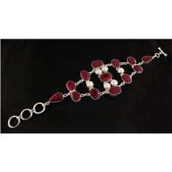 RUBY CORRUNDUM 47.80GRAMS FASHION SILVER BRACELET