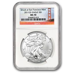 2011 (S) Silver Eagle - MS-70 NGC - Golden Gate Bridge