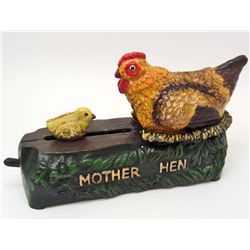 15174 - CAST IRON MOTHER HEN MECHANICAL BANK