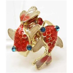 15045 - TWO FISH RHINESTONE AND ENAMEL RING