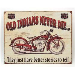 14847 -  METAL INDIAN MOTORCYCLES SIGN APPROX 16" X 12 1/2"