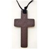 Image 1 : 15024 - WOOD CROSS NECKLACE W/ LEATHER  STRAP