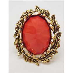15143 -  LEAVES ADJUSTABLE RING - RED