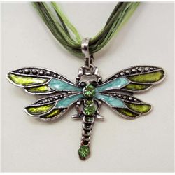 14586 - DRAGONFLY PENDANT W/RIBBON NECKLACE