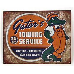14831 -  METAL HUMOR GATOR TOWING SIGN 16" X 12 1/2"