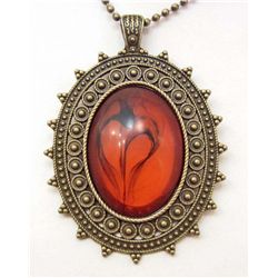15092 - RED RHINESTONE PENDANT W/ NECKLACE
