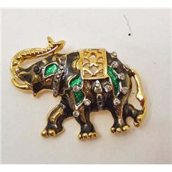 14450 - ELEPHANT BROOCH W/CRYSTAL ENAMEL
