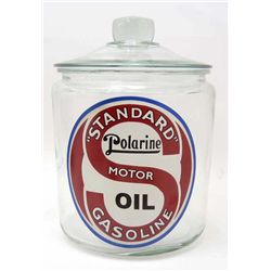 15171 - STANDARD MOTOR OIL LARGE GLASS ADVERTISING COUNTER JAR