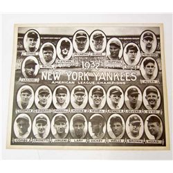 15219 - 1932 YANKEES TEAM ROSTER PHOTO PRINT