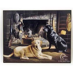 14838 -  METAL DUCKS UNLIMITED DOG SIGN APPROX. 16" X 12 1/2"