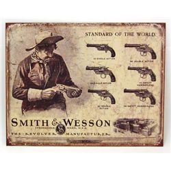 14836 -  METAL SMITH AND WESSON SIGN APPROX. 16" X 12 1/2"