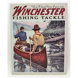 14841 - METAL WINCHESTER FISHING SIGN APPROX. 12 1/2" X 16"
