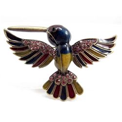 6389 - HUMMINGBIRD RHINESTONE AND ENAMEL BROOCH