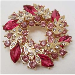 7024 - PINK RHINESTONE BROOCH