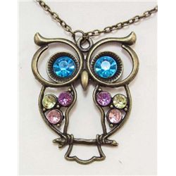 7554 - OWL RHINESTONE PENDANT W/CHAIN