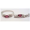 Image 1 : 7622 - RHODOLITE AND GARNET SILVER PENDANT AND RING - SIZE 7
