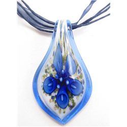 6611 - MURANO GLASS PENDANT W/RIBBON NECKLACE -  HEART