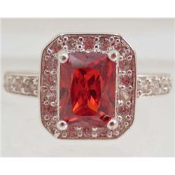 5796 - SILVER GARNET & TOPAZ RING SIZE 7