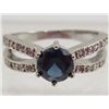 Image 1 : 5817 -  WHITE GOLD PLATED BLUE AQUAMARINE & TOPAZ RING SIZE 6