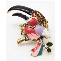 7544 - PARROT RHINESTONE AND ENAMEL RING