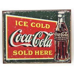 7758 - COCA COLA SOLD HERE METAL SIGN