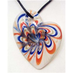 7536 - MURANO GLASS HEART SHAPED PENDANT W/CORD