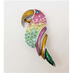 7546 - PARAKEET RHINESTONE AND ENAMEL BROOCH