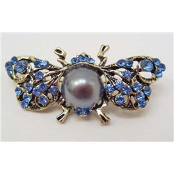 7093 - GOLD PLATED BUG RHINESTONE BROOCH