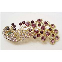 7112 - PURPLE PEACOCK RHINESTONE HAIR CLIP