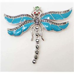 7438 - DRAGONFLY RHINESTONE AND ENAMEL BROOCH
