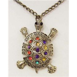 7576 - TURTLE RHINESTONE PENDANT W/CHAIN