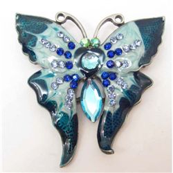 7439 - BUTTERFLY RHINESTONE AND ENAMEL BROOCH