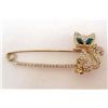 Image 1 : 7142 - GOLD PLATED CAT RHINESTONE BROOCH