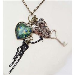 6961 - PEACOCK CHARM PENDANT WITH CHAIN
