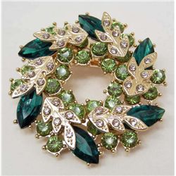 7021 - GREEN RHINESTONE BROOCH