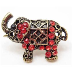 7230 - RED ELEPHANT RHINESTONE RING