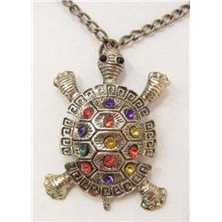 7581 - TURTLE RHINESTONE PENDANT W/CHAIN