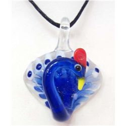 7535 - MURANO GLASS PEACOCK PENDANT W/CORD