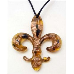7533 - MURANO GLASS FLEUR-DE-LIS PENDANT W/CORD