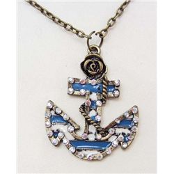 7422 - RHINESTONE ANCHOR PENDANT W/CHAIN