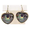 Image 1 : 7406 - PAIR OF PEACOCK HEART SHAPED EARRINGS