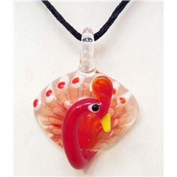 7537 - MURANO GLASS PEAFOWL PENDANT W/CORD