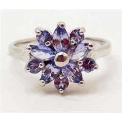 6938 - STERLING SILVER TANZANITE RING SIZE 6.5