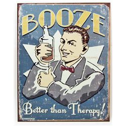 7739 - BOOZE BETTER THEN THERAPY FUNNY METAL SIGN